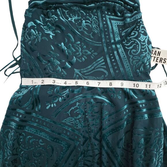 Urban Outfitters NWT UO Lexi Dress Mini Teal Turquoise‎ Velvel Burnout Size XS - Picture 8 of 9
